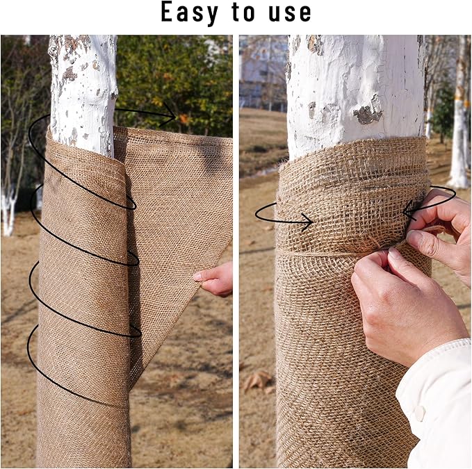 Natural Burlap Plant Covers Freeze Protection,Burlap Winter Frost Plant Blankets for Trees and Shrubs Winter Protection (15.7 INx19.7 FT)