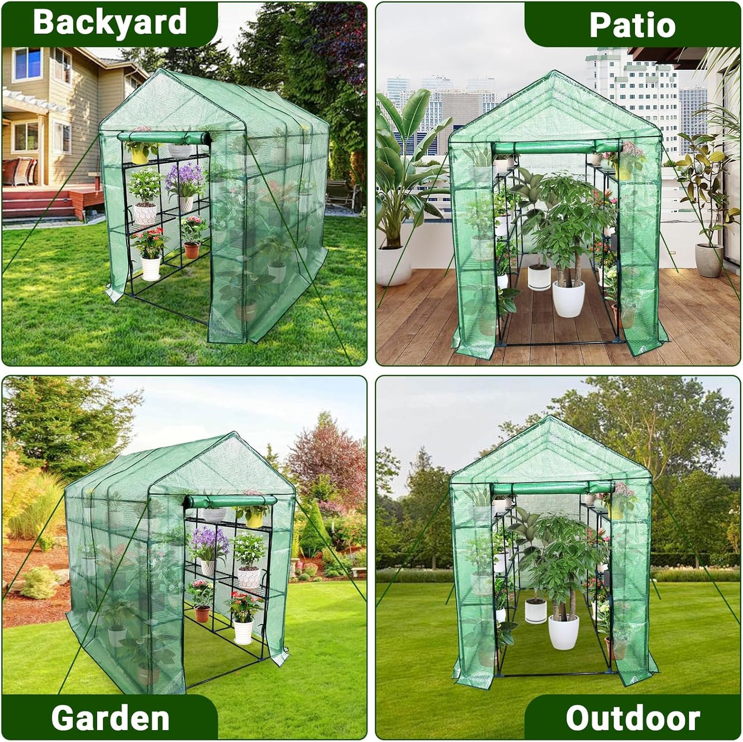 Greenhouse for Outdoors,Walk in 3-Tier 9 Shelves Green House w/ Roll-Up Zippered Door Anchors and Ropes,Waterproof & UV Protected Plant Garden Hot House for Garden Patio Backyard,57 x 85 x 76''