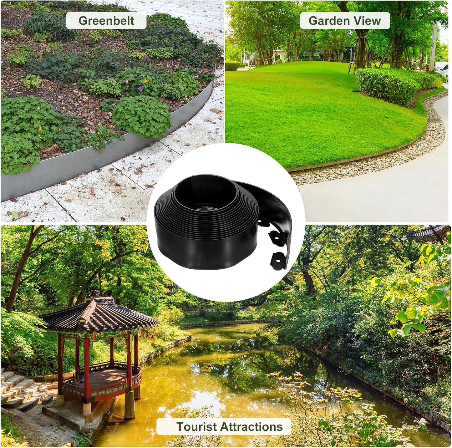 uxcell Landscape Edging, 1Pcs 40FT x 3.94" - No Dig Garden Edging Kit with 36 Stakes, Landscape Edging Border for Garden Lawn Flower Bed Yard Grass (Black)