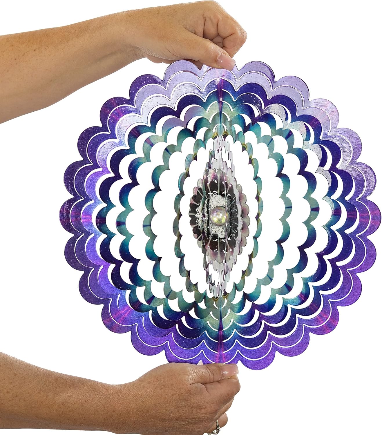 VP Home Floral Burst Mandala Kinetic Wind Spinner for Yard and Garden Wind Spinner Outdoor Metal Large Hanging Mandala Decor 3D Garden Art Wind Sculpture Spinners