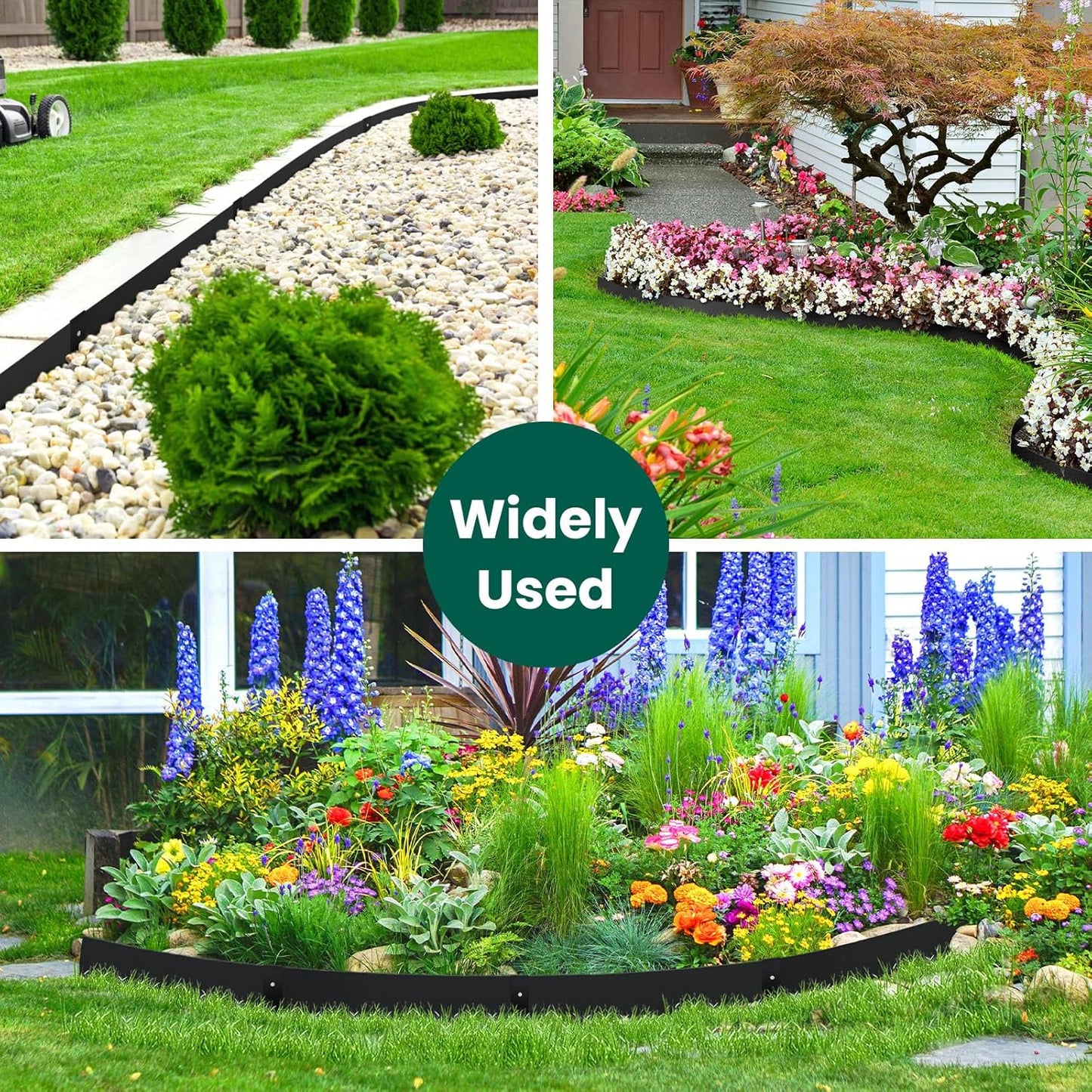 Metal Landscape Edging Galvanized Steel Edging Metal Garden Edging Border 40 Inch Strips 8 Inch Depth Black Steel Landscaping Edge 6-Pack for Lawn Yard Pathway 20 Ft Total (with 6 Clips)