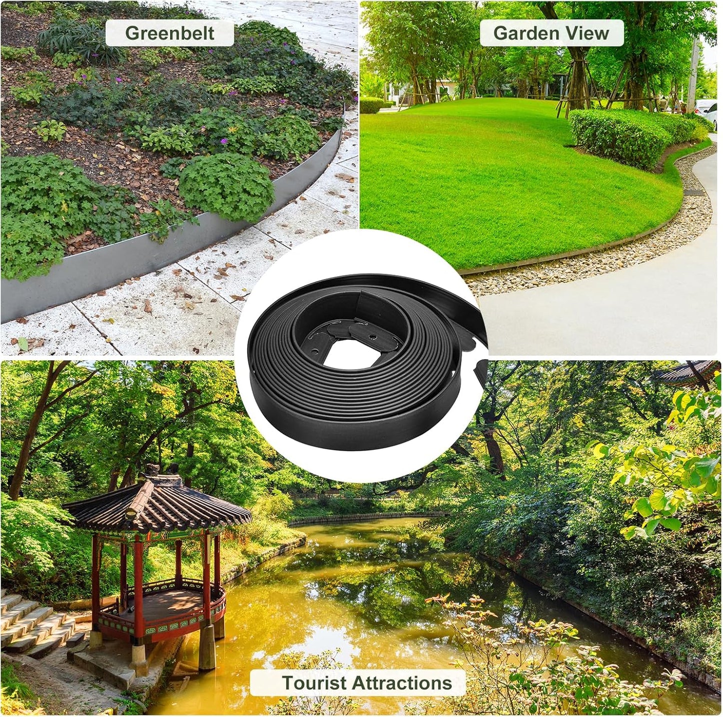 uxcell Landscape Edging, 1Pcs 66FT x 2" - No Dig Garden Edging Kit with 60 Stakes, Landscape Edging Border for Garden Lawn Flower Bed Yard Grass (Black)