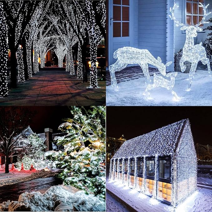 Christmas Lights Cool White, 75 Ft 200 LED Christmas String Lights Connectable, 8 Modes, Timer, Waterproof Fairy Twinkle Lights for Christmas Party, Garden, Patio, Home, Holiday, Xmas Tree Decorations