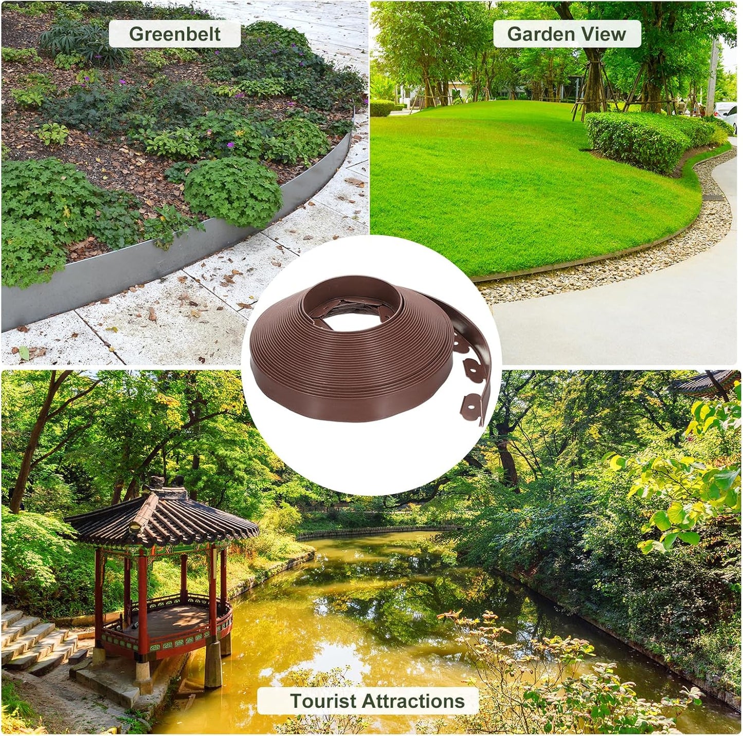 uxcell Landscape Edging, 1Pcs 80FT x 2" - No Dig Garden Edging Kit with 75 Stakes, Landscape Edging Border for Garden Lawn Flower Bed Yard Grass (Brown)