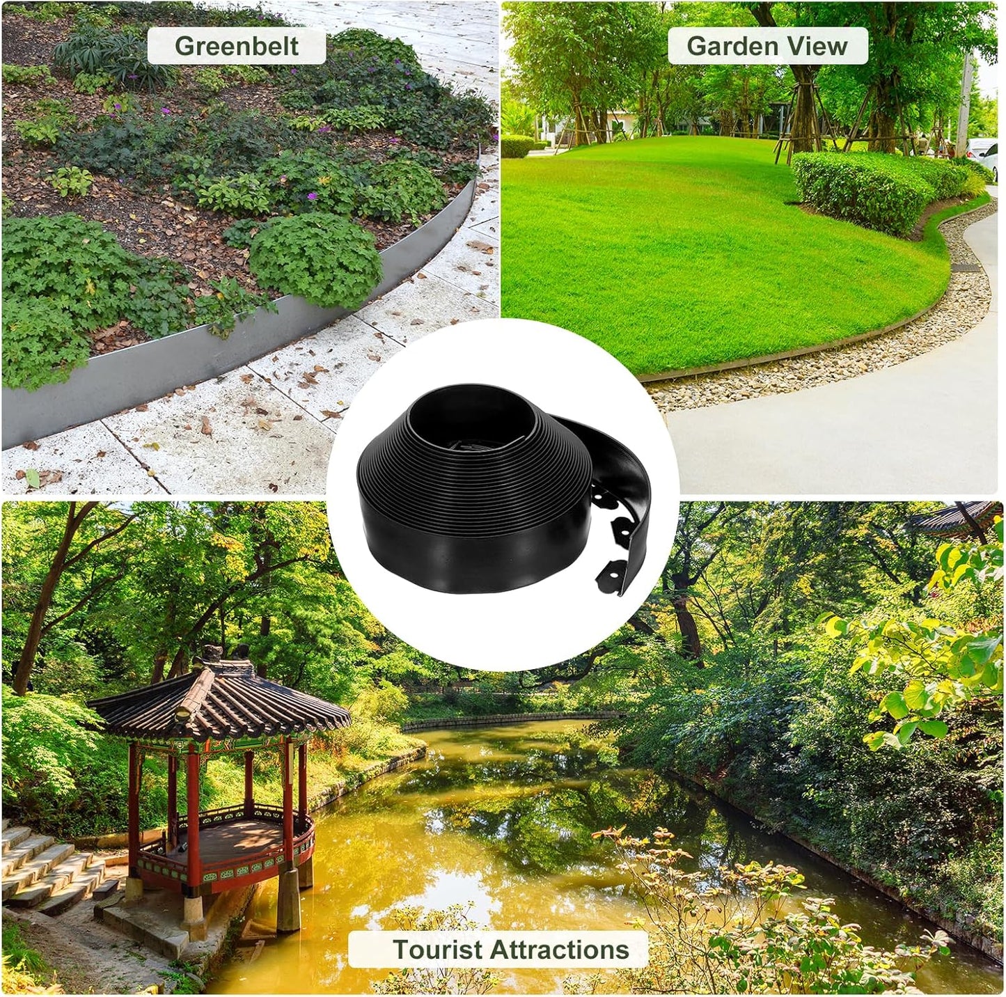 uxcell Landscape Edging, 1Pcs 66FT x 3.94" - No Dig Garden Edging Kit with 60 Stakes, Landscape Edging Border for Garden Lawn Flower Bed Yard Grass (Black)