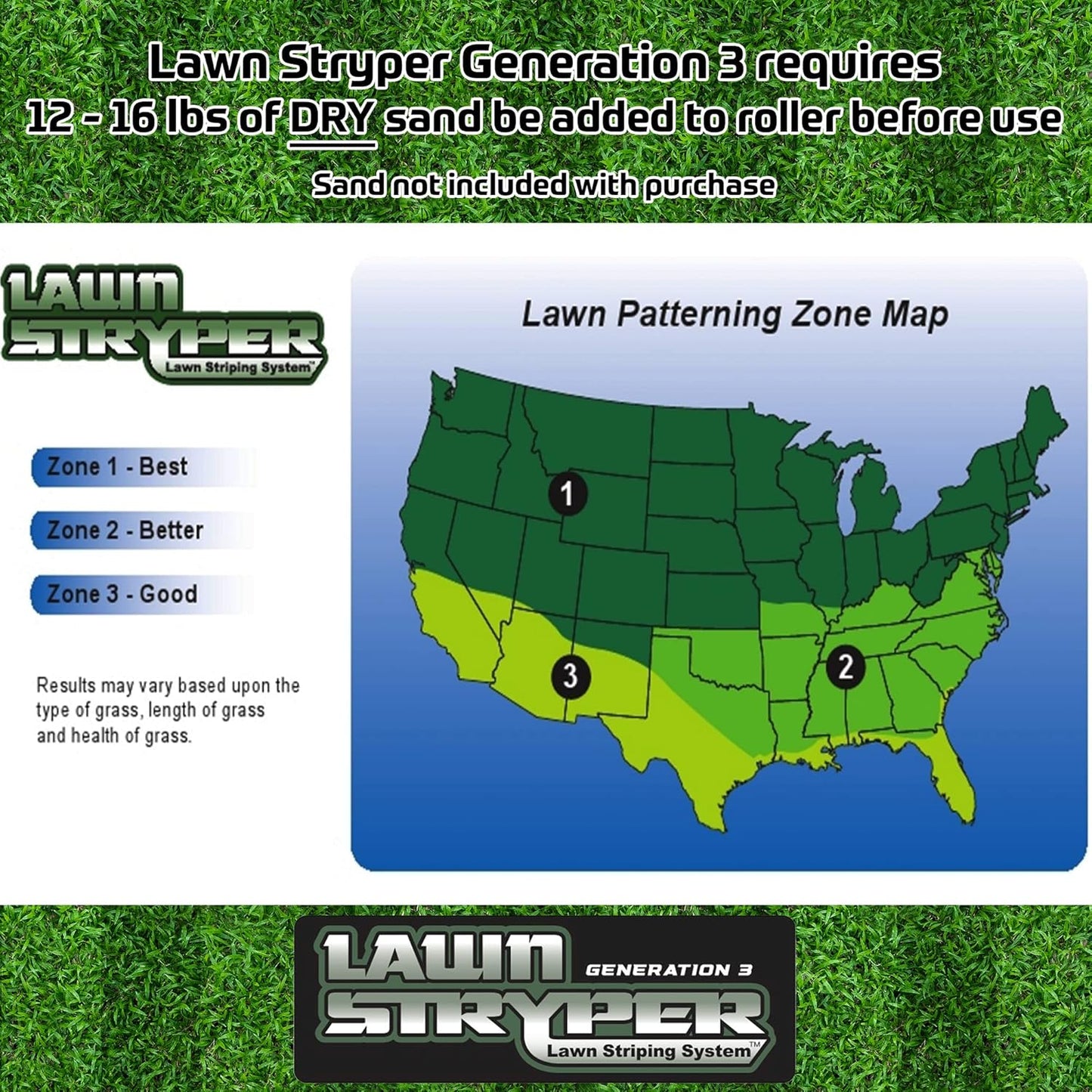 Generation 3-Lawn Striping System/Stripe Your Lawn Like A Ballpark/ONLY Works with ARIENS Razor, Craftsman (Battery ONLY), DEWALT, Echo, GREENWORKS, MAKITA, MKE Tool 21" Lawn Mowers