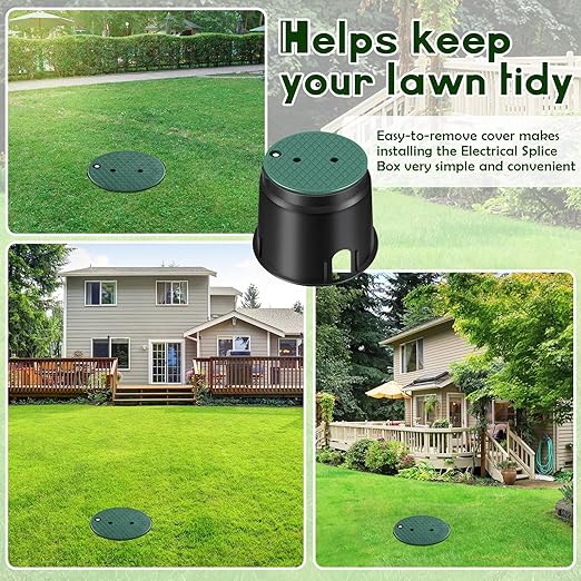 Tandefio 2 Pcs 910 Electrical Splice Box 10 Inch Diameter Underground Electrical Junction Box Inground Electrical Box for Outdoor Electrical Wiring Splices, Black