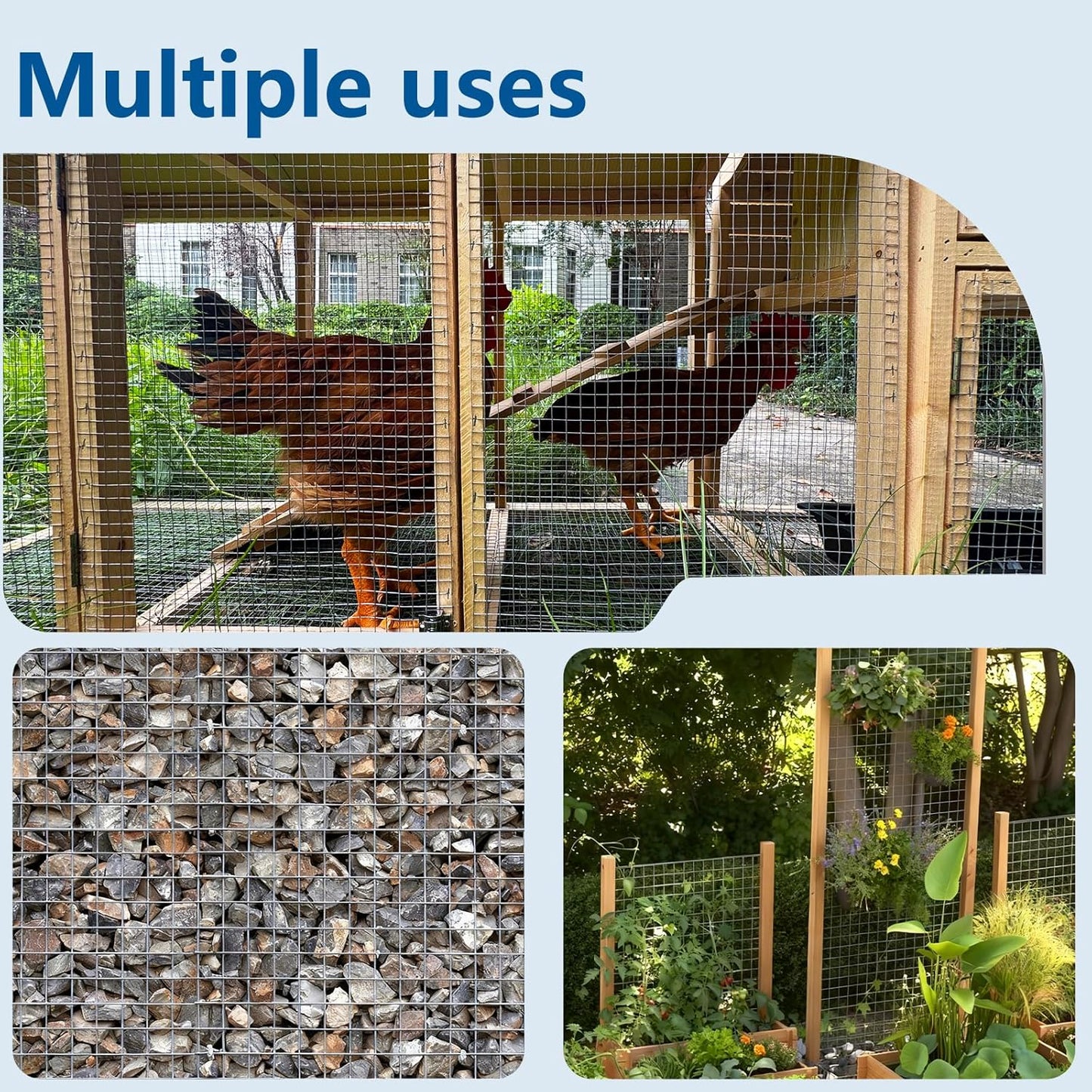 Hardware Cloth 1/4 inch Chicken Wire Fencing Double Hot-Dipped Galvanized After Welding Wire Fence,Duty Rust Proof Fencing for Gardens, Poultry Animal Netting Cage Screen (1/4inch 8in x 25ft)