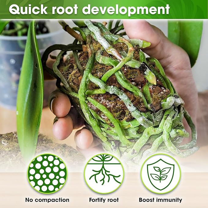DUSPRO Orchid Potting Mix for Repotting with Moss Pine Bark Mulch Perlite & Coco Peat Natural Ingredients, Orchid Bark Potting Mix, Orchid Repotting Kit Drainage Indoor Potting Medium Great 20QT