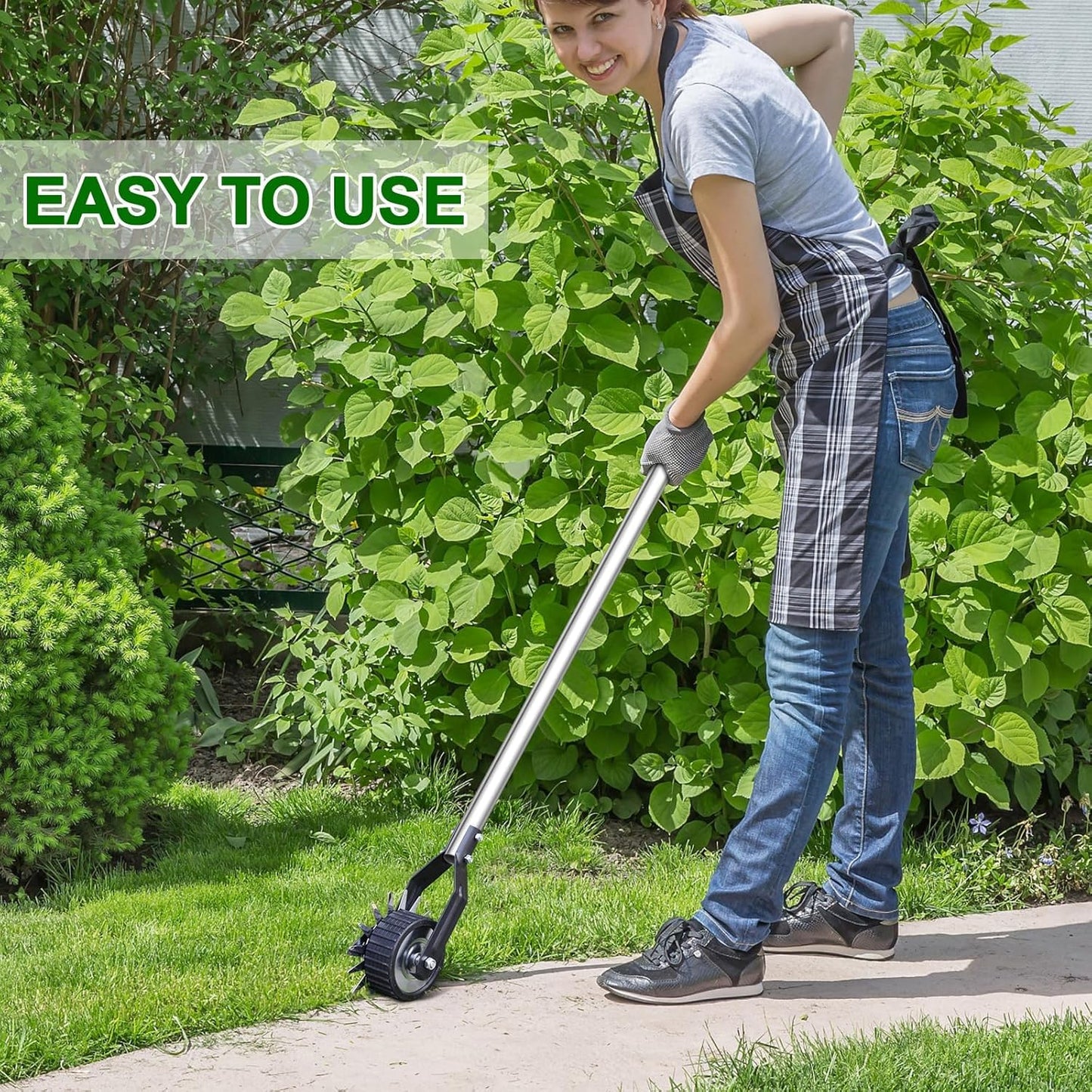 Wheel Rotary Edger Lawn Tool, Sidewalk 66.7Inch Manual Lawn Edger, Grass Edge Trimmer, Adjustable Stainless Steel Handle with Cushion Grip,Soil, Garden and Yard Tool
