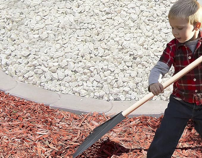 Kids Rake with Hardwood Handle, Durable Plastic Head to Sweep Leaves in Lawn and Tidying Up The Garden, 34" (Grey), 6 Pack