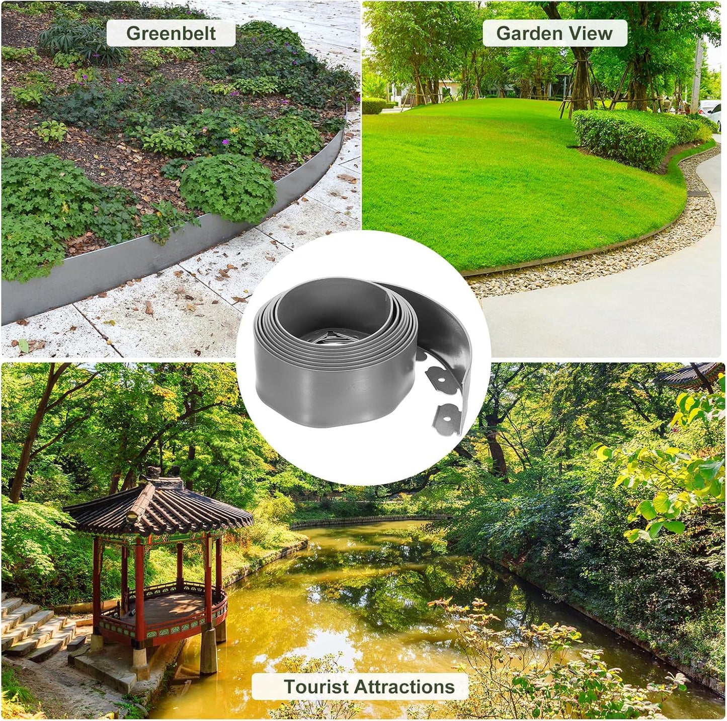 uxcell Landscape Edging, 1Pcs 20FT x 3.94" - No Dig Garden Edging Kit with 18 Stakes, Landscape Edging Border for Garden Lawn Flower Bed Yard Grass (Grey)