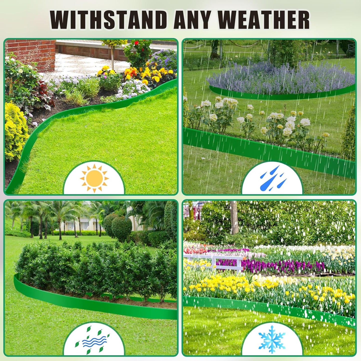 Landscape Edging - Garden Edging Border 20FT 4IN Tall with 30 Stakes, No Dig Lawn Edging for Landscaping for Garden Bed, Yard, 0.15" Thick Flower Bed Border Edging with Connector for Outdoor