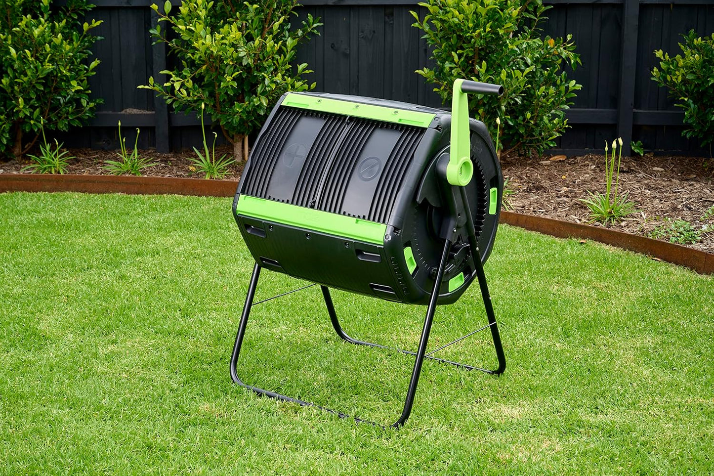 Maze 48 Gallon Outdoor Compost Bin Tumbler for Food Waste - Outdoor Compost Bin for Kitchen Garden & Homestead Heavy Duty Dual Chamber Waste Recycling Machine