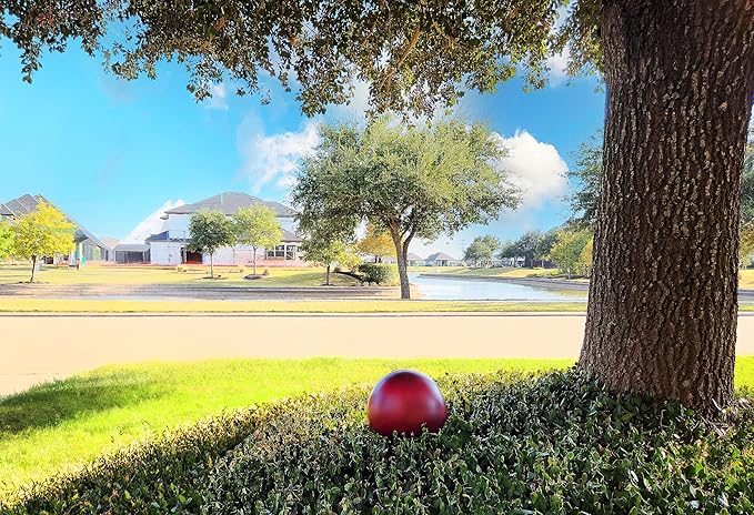 Lulu Decor, 12 Red Matt Finish, Stainless Steel Gazing Mirror Ball, Smooth Finish Garden Decoration Globe
