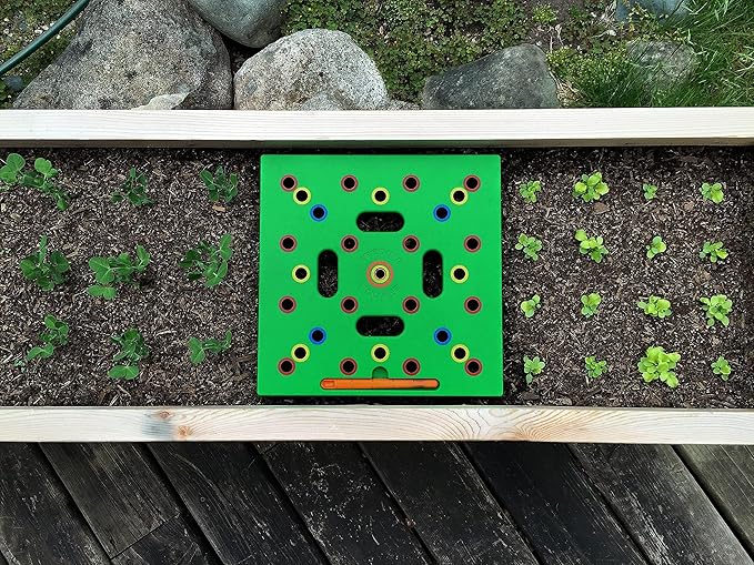 Seeding Square (10-Pack - Seed and Seedling Spacer Tool for Bigger Harvests, Organized Plants & Fewer Weeds – Color-Coded Gardening Template with Magnetic Dibber, Ruler & Planting Guide