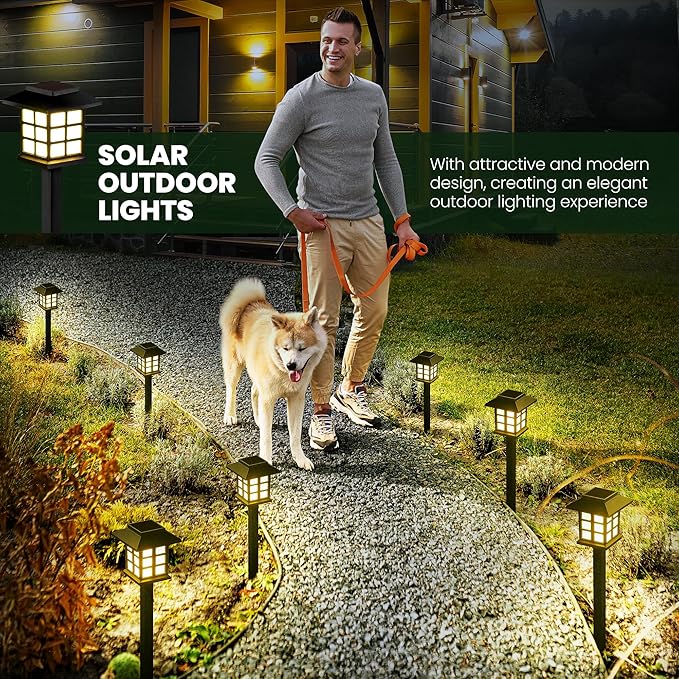 GIGALUMI Solar Outdoor Lights,16 Pack LED Solar Lights Outdoor Waterproof, Solar Walkway Lights Maintain 10 Hours of Lighting for Your Garden, Landscape, Path, Yard, Patio, Driveway