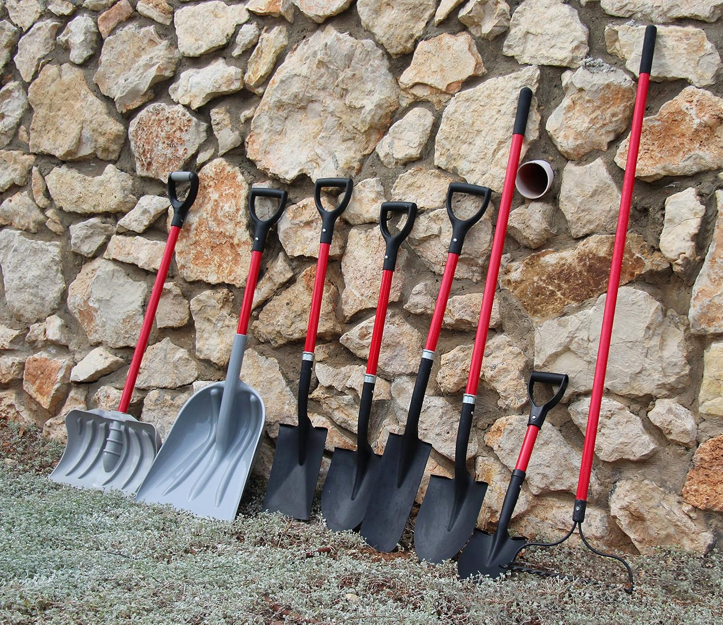 TABOR TOOLS Shovel with Rounded Blade and Long Straight 45 Inch Fiberglass Handle, Digging Spade. J202A. (Straight Handled, Round Blade)