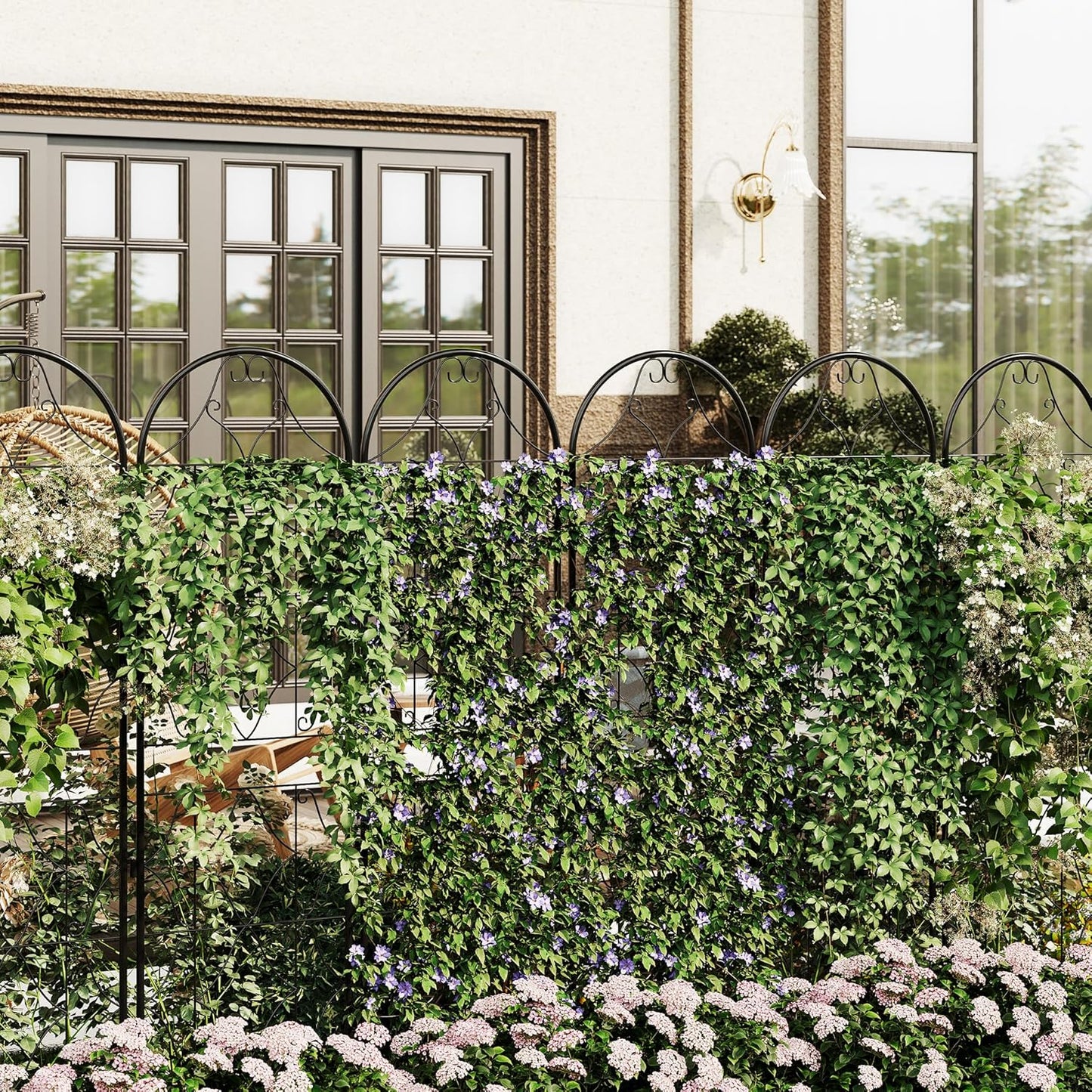 GarveeHome 2 Pack 74.8"H x 21.6"W Garden Trellises for Climbing Plants, Sturdy Plant Trellises with Black Metal Coating, Arched Outdoor Decoration for Patio Lawn, Roses, Vines, Flowers, and Vegetables