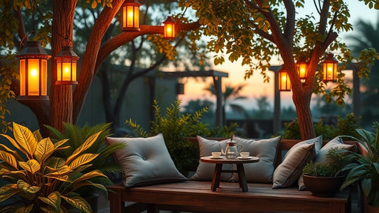 Create a Relaxing Outdoor Tea Corner with Warm Solar Lighting