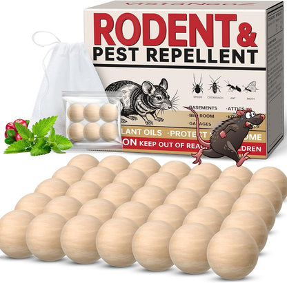 Rodent Repellent Indoor 36 Balls – Natural Peppermint Mouse Repellent, Mice Repellent Deterrent for Indoor & Outdoor Use, Rodent Repellent for Home, Garage, Car & RV