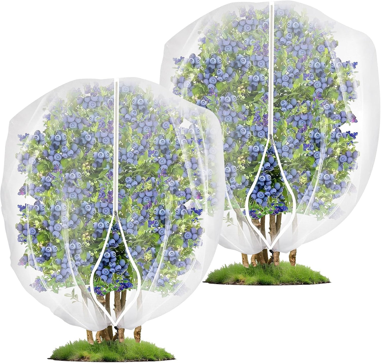 2 Pack Fruit Tree Netting Covers with Zipper & Drawstring – Ultra Fine Mesh Plant Protection Bags for Birds, Deer, Bugs & Garden Pests, 4 x 5 FT