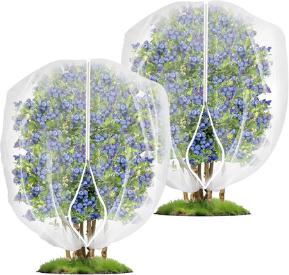 2 Pack Fruit Tree Netting Covers with Zipper & Drawstring – Ultra Fine Mesh Plant Protection Bags for Birds, Deer, Bugs & Garden Pests, 4 x 5 FT