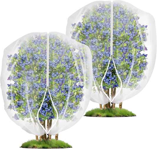 2 Pack Fruit Tree Netting Covers with Zipper & Drawstring – Ultra Fine Mesh Plant Protection Bags for Birds, Deer, Bugs & Garden Pests, 4 x 5 FT