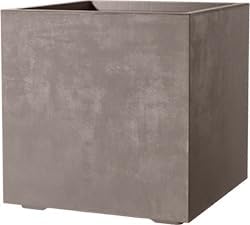 Deroma Millennium 19” Cube | Light & Durable Plastic | Indoor/Outdoor Square Pot for Patio | Water Reserve,Drain Plug Wheels| Trendy Planter for Plants, Flowers, Garden | Sand
