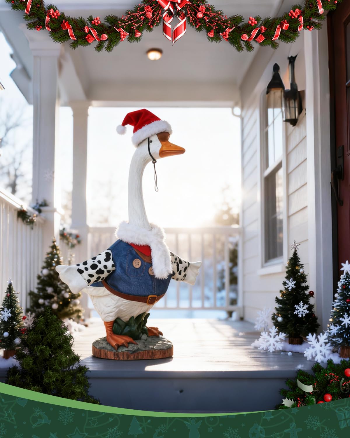 Cowboy Goose Outfit for 23" Lawn Goose Statue – Denim Costume Set for Porch, Garden & Seasonal Decor