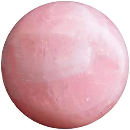 StoneStory Rose Quartz Crystal Sphere Ball with Wood Stand Large Healing Crystals Sphere Sculpture Home Office Decoration Fengshui Meditation Healing 90mm 3.54 inches (Rose Quartz, 3.54 inches )