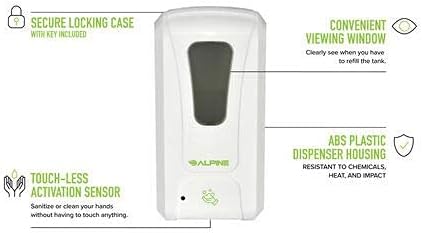 Alpine Automatic Hand Sanitizer Dispenser - Touchless Soap Dispenser for Restaurant, Hospital, School, Hotel, Kitchen and Bathroom -1200mL Foam White