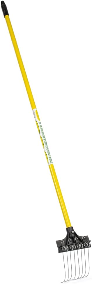 THE GROUNDSKEEPER II Mini Rake 55-inch Lightweight Fiberglass Handle, 6-inch Head, Durable Steel Tines for Gardening, De-Thatching or Professional Landscaping