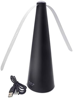 BUGGOFF Black Fly & Flying Insect Repellent Fan with Twin Blades, Table top & Hangable, Battery Powered USB C Chargeable, Cable Included. Safe Blades with Auto Stop. 4 Pack