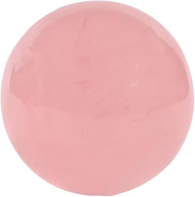 StoneStory Rose Quartz Crystal Sphere Ball with Wood Stand Large Healing Crystals Sphere Sculpture Home Office Decoration Fengshui Meditation Healing 90mm 3.54 inches (Rose Quartz, 3.54 inches )