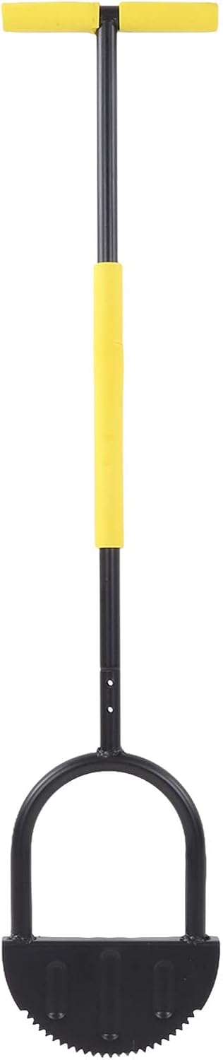 Half Moon Edger Lawn Tool, Manual Step Edger Saw Tooth Garden Hand Edging Shovel with Steel Long Handle for Yard Landscaping Borders Sidewalk Driveways Cable Burying Maintenance Flower Beds Grass