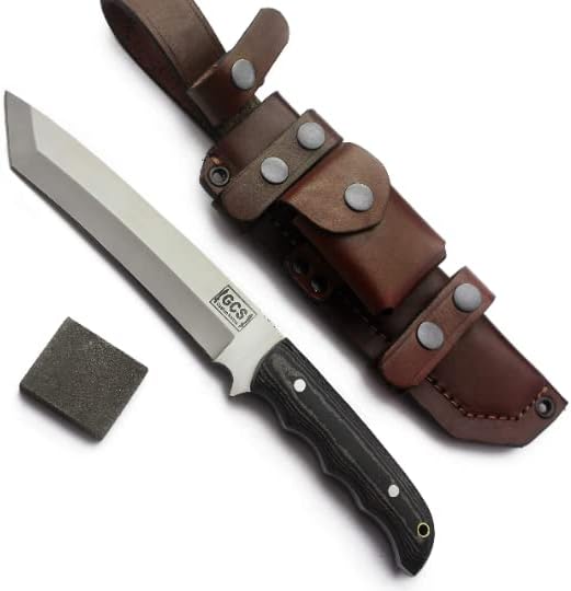 GCS Handmade G10Handle D2 Tool Steel Tactical Hunting Knife with leather sheath Full tang blade designed for Hunting & EDC GCS 266