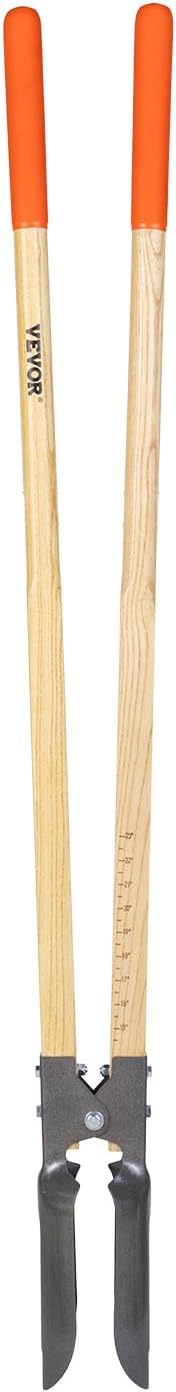 VEVOR Post Hole Digger, Heavy Duty Post Hole Digger with Wood Handle, Manual Hole Digger with Scale Markings and Metal Blade, Post Hole Digger Tool for Digging Yard Work Gardening Outdoors, 57.5-Inch