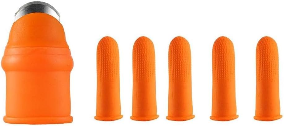 Orange Silicone Thumb Cutter Set, Separator Finger Plant Fruit Picking Tool,Fruit and Vegetable Picking Potted Plants Trim Silicone Thumb Tool for Strawberry Vegetables Garden Plants Gardening Aprons