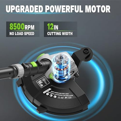 Weed Wacker Cordless 21V 12'' Electric Weed Eater with Auto Line Feed, 2.0Ah Battery and Fast Charger, Battery Powered String Trimmer for Lawn Care, GrassTrimmer, Yard, Garden (AD-ST-001)