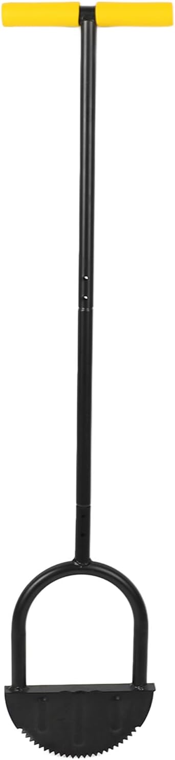 Lawn Edger Tool, Manual Grass Edger, Saw Tooth Garden Edger Hand with Long Handle, Manual Edger, Half Moon Edger for Yard, Garden, Landscaping, Sidewalk, Cable Burying