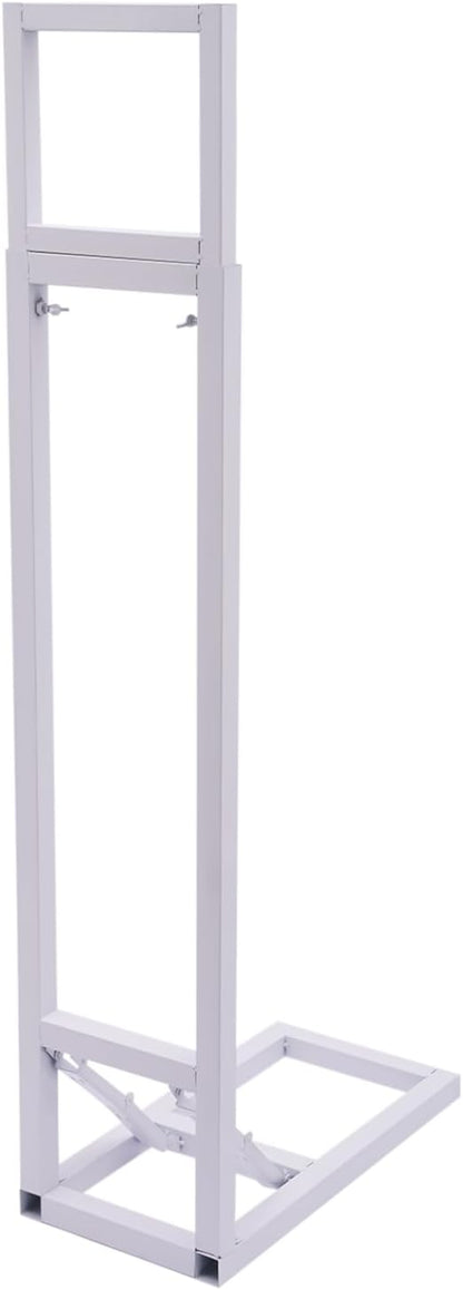 DYNAMI White Square Wedding Backdrop Stand,Metal Arch Backdrop Stand w/Foldable Base,Adjustable Height(1-2m) Rectangle Metal Stand for Wedding Party Decor,Installation-Free
