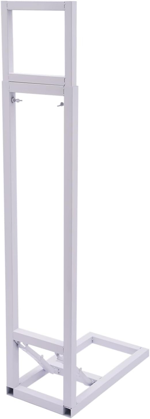 DYNAMI White Square Wedding Backdrop Stand,Metal Arch Backdrop Stand w/Foldable Base,Adjustable Height(1-2m) Rectangle Metal Stand for Wedding Party Decor,Installation-Free