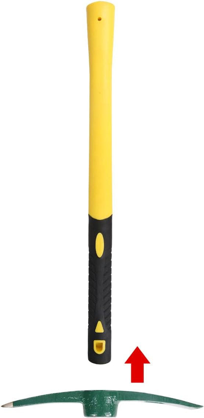 2PCS 18 Inches Steel Forged Pickaxe, Sturdy Durable Mattock Hoe, Weeding Pick Axe with Lightweight Plastic Coated Fiberglass Handle Suitable for Digging, Weeding, Gardening, Camping