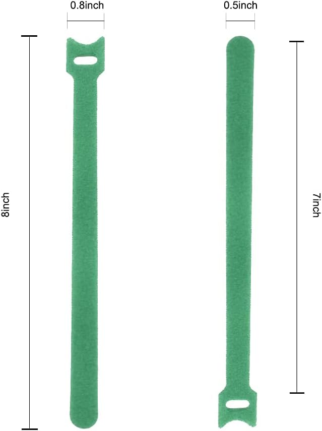 Garden Hook＆Loop Plant Cable Ties, Multi-functional Ties, Adjustable Garden Nylon Ties for Supporting Plant and Vines(50 Pcs, 8 Inch, Green)