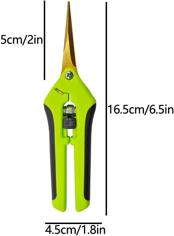 HAISHANG Pruning Shears, 6.5 Inch Garden Shears, Gardening Scissors with Titanium Coated Curved Precision Blades for Trimming Plant, Herb, Flower, Hedge, Rose, Bonsai