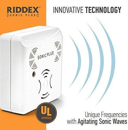 Riddex Sonic Plus Ultrasonic Pest Repeller, Plugs in with extra Outlets Indoor Use - Insect Repellent - Bug Repellents for Home Defense - Protect Against Rodents & Insects, Chemical Free(3 Pack White)