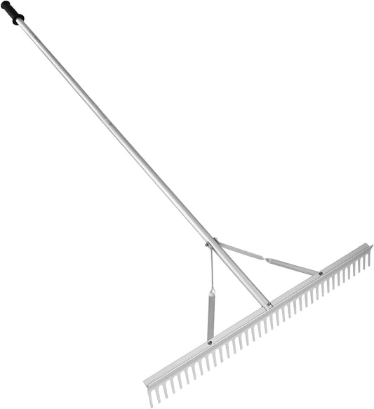 24 inches Head Aluminum Landscape Rake Landscape Rake with 104 inches Long Handle for Loosening Soil Lawn Care Weeding Lake Garden (24" Handle)