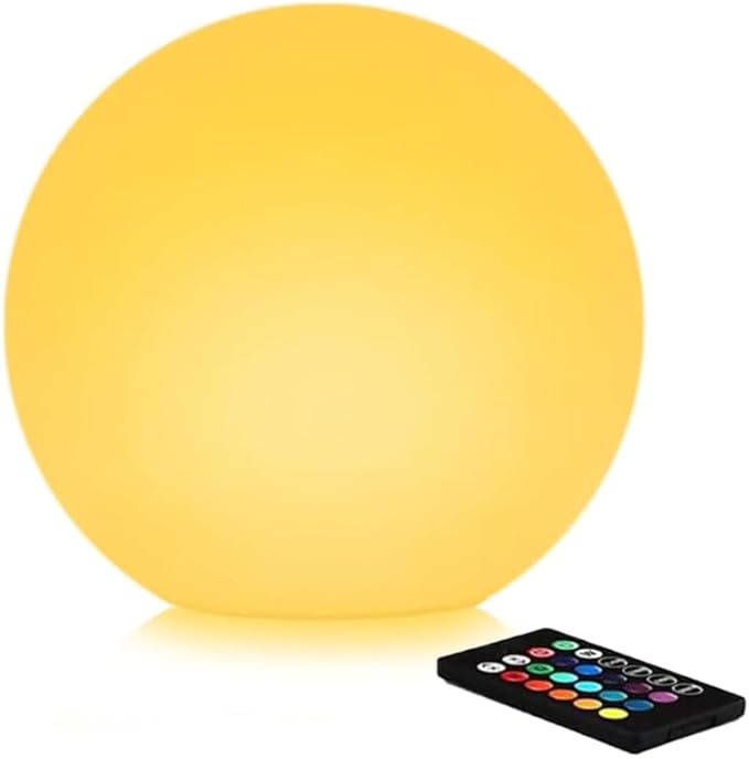 10-in Solar Globe Light Outdoor Waterproof, Dimmable Solar Balls for Garden w/Remote, Glowing Orb Light for Outside w/Ground Stake, Globe Floor Mood Lamp for Patio Yard Lawn Backyard Decor(16 Colors)