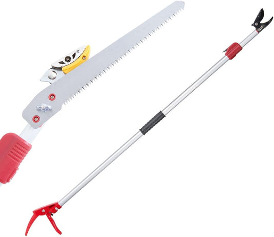 Tree Pruner with Telescoping Pole, 3.9-7.2 ft Extendable Reach, Branch Trimmer (Silver, 3.9~7.2 Ft)